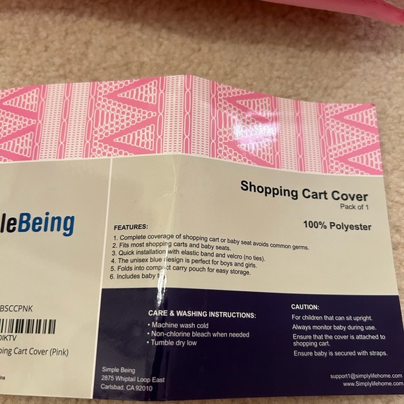 SimpleBeing Pink Polyester Shopping Cart High Chair Cover - Picture 4 of 4
